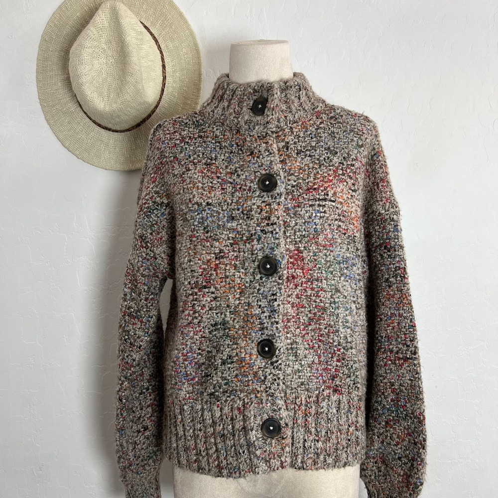 MADEWELL multicolor chunky knit cardigan S boho chic academia core teach no itch